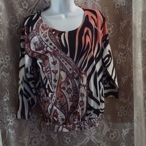 Chico's Size 0 or XS animal and paisley print elastic band bottom‎ and sleeve